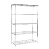 Racking Solutions 5-Tier Chrome Shelving, 1838mmH x1212mmW x 457mmD. Box opened.