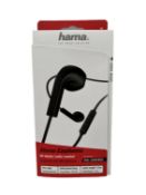 Ten as new Hama Advance Wired Stereo Earphones in Black (Packaging sealed).