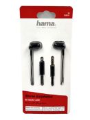 Ten as new Hama Wired Stereo Earphones in Black (Packaging sealed).