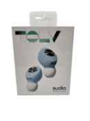 Five as new Sudio TOLV Wireless Bluetooth Earbuds in Pastel Blue (Boxes sealed).