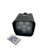 Five pre-owned DMX Wireless Battery Powered RGBWAUV LED Disco Lights with cables and remotes.