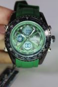 An as new Martyn Line 3052 Green Multi-Function Rubber Watch.