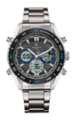An as new Martyn Line 3038 Blue Multi-function Steel Watch (Stock Image).