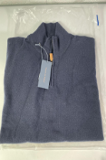Kingsman Wade Merino Wool and Cashmere-Blend 1/4 Zip Sweater - Navy - XL.