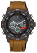 An as new Martyn Line 2910 Brown Multi-Function Rubber Watch (Stock Image).