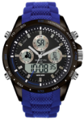 An as new Martyn Line 2919B Blue Multi-Function Rubber Watch (Stock Image).