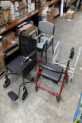 A Drive Rollator Walker fold-up and removeable support, padded seat, a wheelchair, an adjustable hei