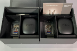 Two boxes of Oticon Hearing Aids; 1x Cros PX Minirite (REF: 232084), 1x Real 1 Minirite R, (REF: 255