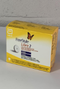 An Abbott Freestyle Libre Sensor 2 Glucose Monitoring Sensors, Yellow/White (EXP: 2025-03-31). As Ne