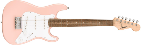 Squier Mini Strat - Laurel Shell Pink - As New (stock image).