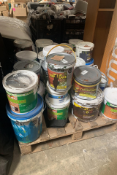 A pallet of part used Garden Paints and related items.
