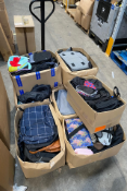 Eight boxes of assorted bags and holdalls.