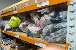 Nine bags of assorted clothing.