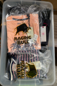 A box of as new clothing (25 items).