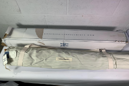 Business and Pleasure Premium Umbrella, Laurens Sage Stripe, in box.