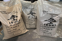 Three Ibuki 17L bags of Sieved Bonzi Substrate to include Lava, Pumice and Akadama. Slight damage to