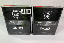 Two Abarth Prime Oils Selenia, SAE 5W-40W (Abarth 0102) (cans dented).