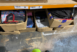 Seven boxes of assorted bags and holdalls.