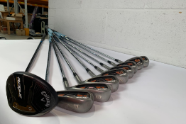 Mizuno JPX EZ Iron Set (4-P) with Callaway Rouge ST Max 3 wood. Pre-owned (3 wood face slightly rust