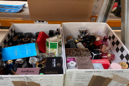 Two boxes of pre-owned and as new perfumes to include Davidoff, Chanel, Ralph Lauren, Dior and Acqua