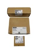 Three Siemens Simatic items; 6GK5208-0BA00-2TB2 Switch Module, 6ES7 141-6BH00-0AB0 Digital Input Mod