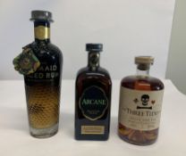 Mermaid Spiced Rum 700ml, The Arcane Mauritius Island Grand Amber Rum 700ml, Three Tides Smoked Dark