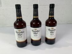 Three Canadian Club Imported Blended Canadian Whiskies 3 x 700ml.
