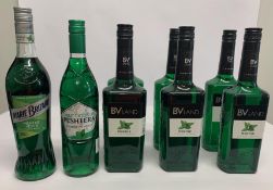 Six BV Land Menthe Liqueur 6 x 700ml, Peshtera Mint Liqueur 700ml, Marie Brizard Menth Vert Liqueur