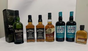 Two Jack Daniel's Old No.7 Tennessee Sour Mash Whiskey 2 x 700ml, Two Malt Riot Blended Malt Scotch