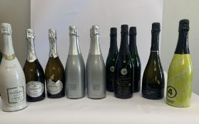 Twelve assorted Sparkling White Wines to include Loreley Riesling Brut 3 x 750ml, Clos Mont Blanc Ca