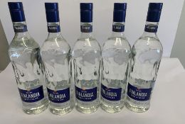 Five Finlandia Premium Vodkas of Finland 5 x 1ltr.