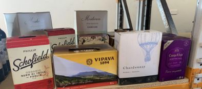 Eleven boxes of assorted boxed Wines to include Campo Viejo, Phillip Schofield Organic Nero Di Troli