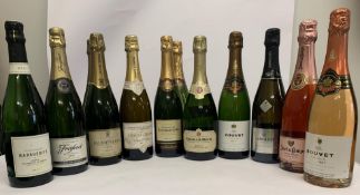 Twelve assorted Sparkling Wines White/Rose to include Juve & Camps, Graham Beck, Jaume Serra, Creman