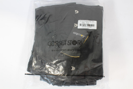 Corset Story Underbust with Contrast Brocade Hip Panel and Curved Hem in Black, Size W32. .