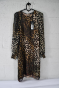 Luisa Cerano Leopard Silk Chiffon Dress Brown, Size 34, 728159/2492.