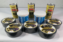 Mixed items to include Six Scotch Tapes 25m x 48mm, Three Rislone High Performance Oil Treatments 44