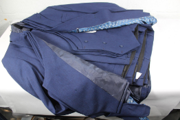 Three Derman Navy Patterned Fabric Luxury 3-piece Suits (RMZ) (Jacket 52R, waistcoat 52, trousers 4