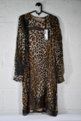 Luisa Cerano Leopard Silk Chiffon Dress Brown, Size 40, 728159/2492.