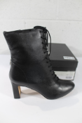 Boxed Lenore Heeled Leather Ankle Boots - Black (UK 8, some damage to box).
