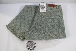 Banlieue Fleur De Lis Denim Pants Blue Wash (L).
