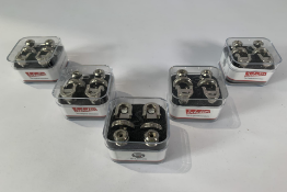 Five packs of Schaller S Locks Locking Strap Button System, Nickel. In cases (1401010).