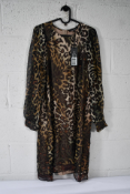 Luisa Cerano Leopard Silk Chiffon Dress Brown, Size 38, 728159/2492.