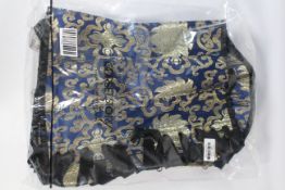 Corset Story Brocade Pattern Overbust with Hooks in Blue and Gold, Size UK 24.