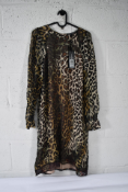 Luisa Cerano Leopard Silk Chiffon Dress Brown, Size 36, 728159/2492.