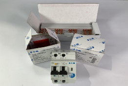 Two Eaton Arc Fault Detection Device, Moeller Series - 187240 (AFDD-40/2/C/003-A) and one Eaton Busb