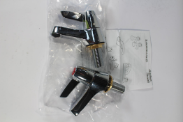 Three Armitage Shanks Sandringham 21 Lever Head Basin Taps - Pair - Chromium Plated.