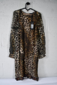 Luisa Cerano Leopard Silk Chiffon Dress Brown, Size 42, 728159/2492.