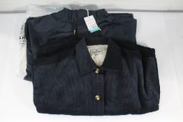 A Passenger Dove Recycled Cord LS Shirt and a Pacific Waterproof Jacket - both Deep Navy M and .