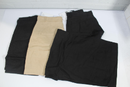 Two pairs of Linen Shorts - Black and Beige (36) and a pair of Wide Pleated High Waist Trousers - Bl