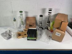 As new Smoking Paraphernalia to include Glass Water Pipes, Grinders & Cone Holders (50+ Items) (Over